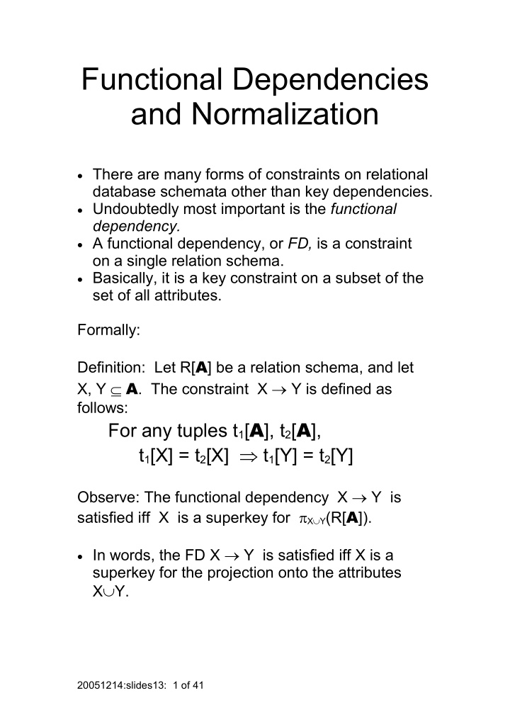 functional dependencies and normalization