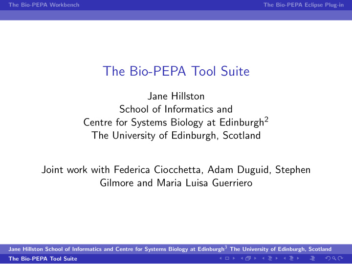 the bio pepa tool suite
