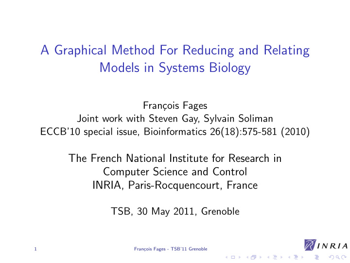 a graphical method for reducing and relating models in