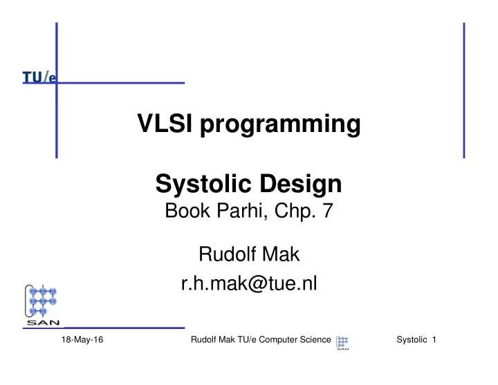 vlsi programming systolic design