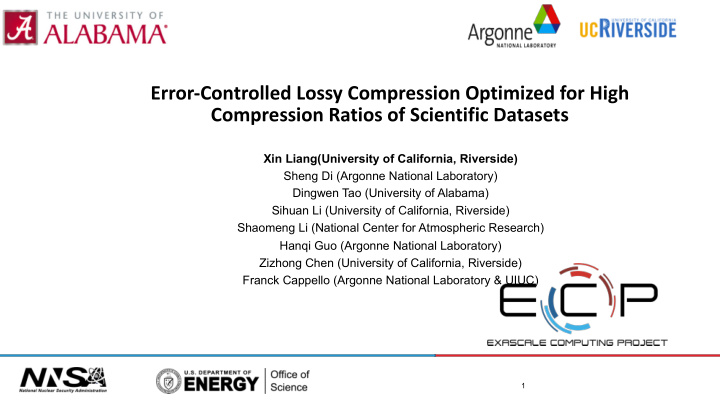 error controlled lossy compression optimized for high