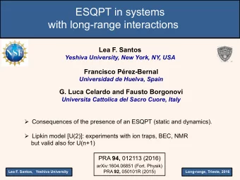 ESQPT in systems  with long-range interactions Lea F. Santos  Yeshiva University, New York, NY, USA
