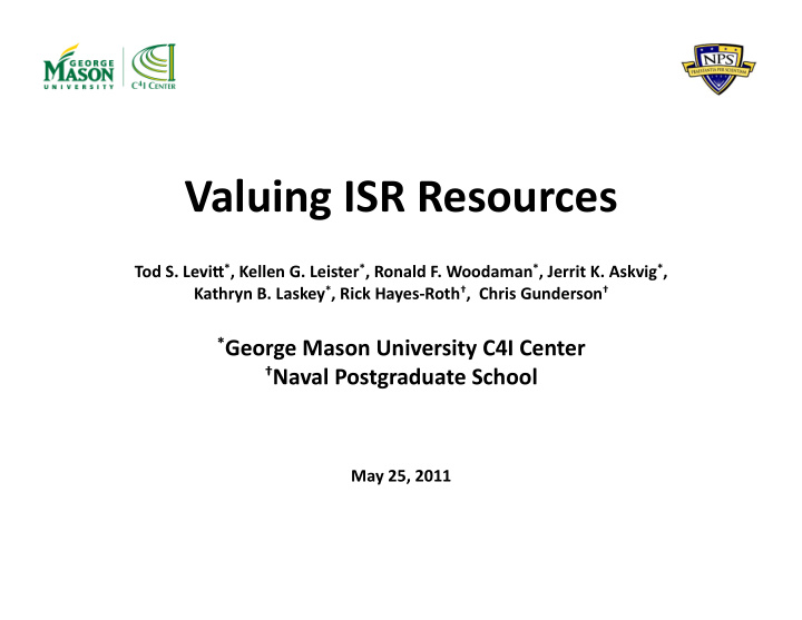 valuing isr resources