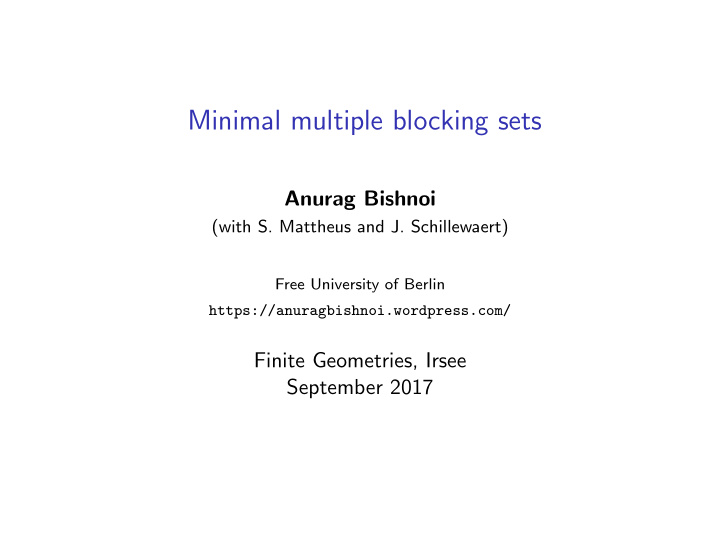 minimal multiple blocking sets