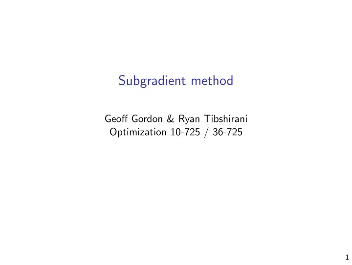 subgradient method