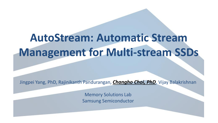 management for multi stream ssds