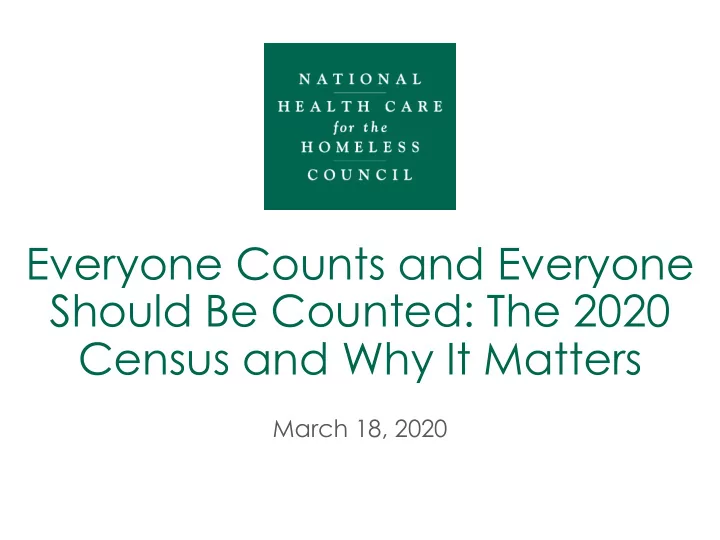 everyone counts and everyone should be counted the 2020