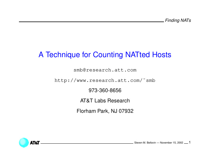 a technique for counting natted hosts