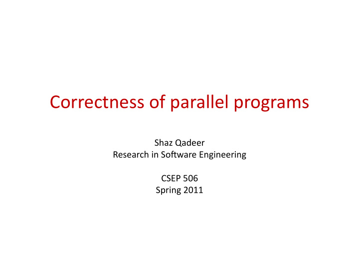 correctness of parallel programs