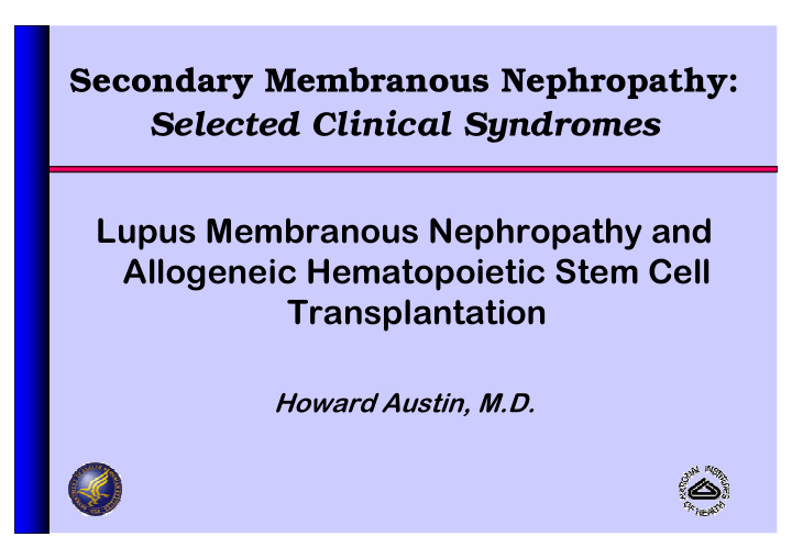 secondary membranous nephropathy selected clinical