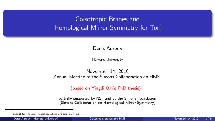 coisotropic branes and homological mirror symmetry for