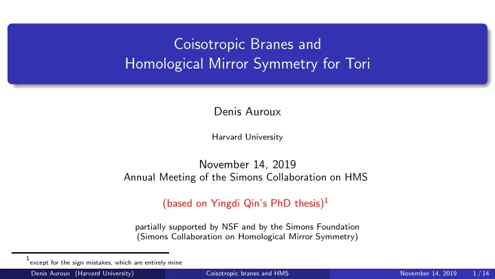 coisotropic branes and homological mirror symmetry for