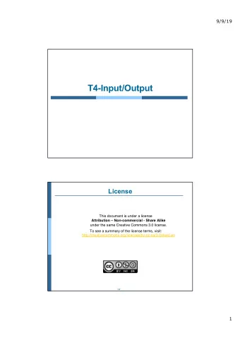 T4-Input/Output  License  This document is under a license  Attribution  Non-commercial - Share