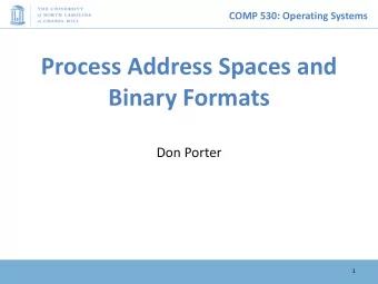Process Address Spaces and  Binary Formats  Don Porter  1  COMP 530: Operating Systems  Background