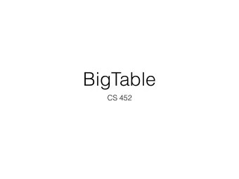 BigTable  CS 452  BigTable In the early 2000s, Google had way more data than  anybody else did