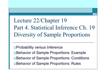 Lecture 22/Chapter 19  Part 4. Statistical Inference Ch. 19  Diversity of Sample Proportions