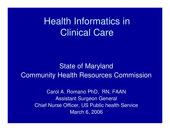 health informatics in clinical care