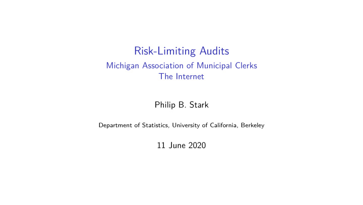 risk limiting audits