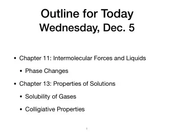 Outline for Today  Wednesday, Dec. 5  Chapter 11: Intermolecular Forces and Liquids  Phase