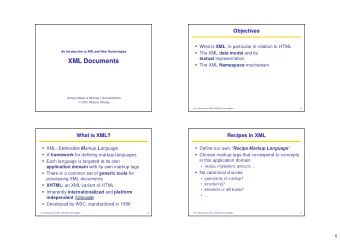XML Documents  XML Documents  The XML Namespace mechanism  Anders Mller &amp; Michael I.