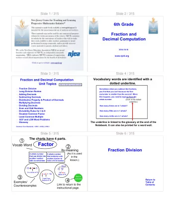 Factor  Vocab Word  2  Fraction Division  Its meaning  (As it is used  A whole number  A whole