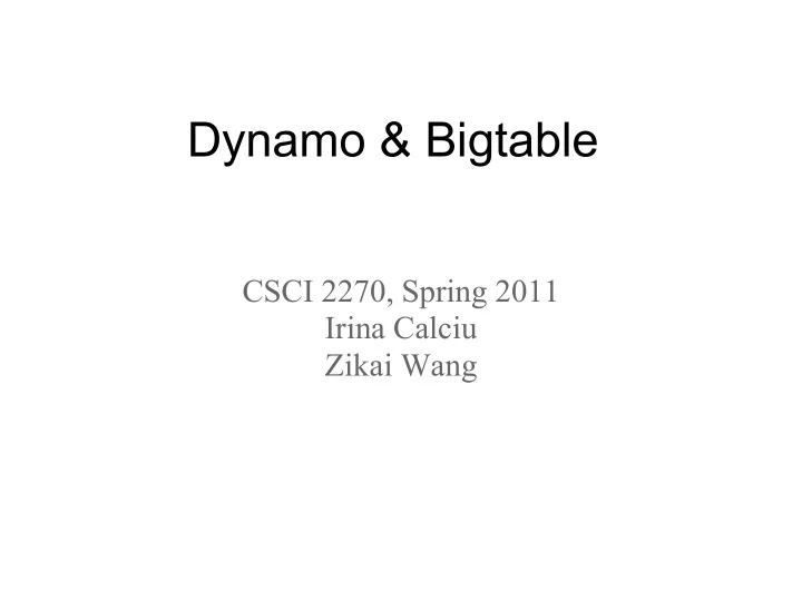 dynamo bigtable