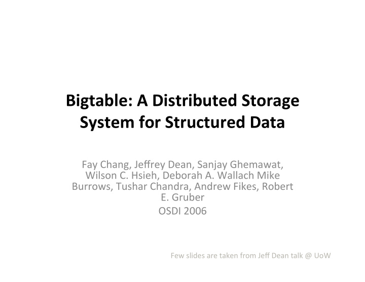 bigtable a distributed storage system for structured data