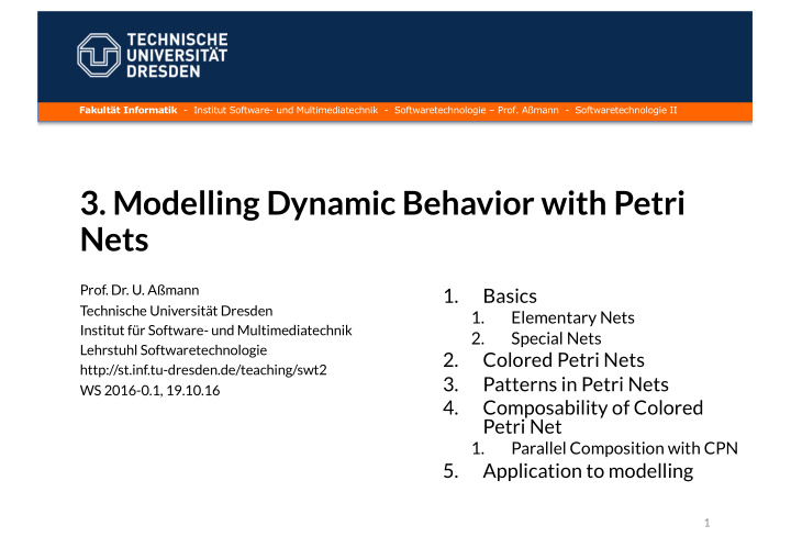 3 modelling dynamic behavior with petri nets