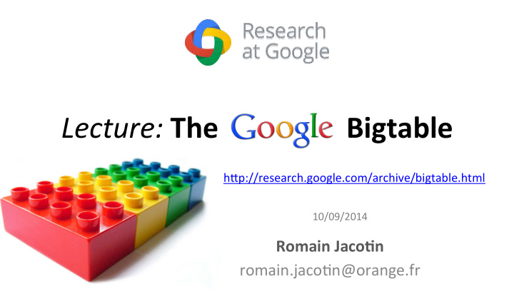 lecture the google bigtable