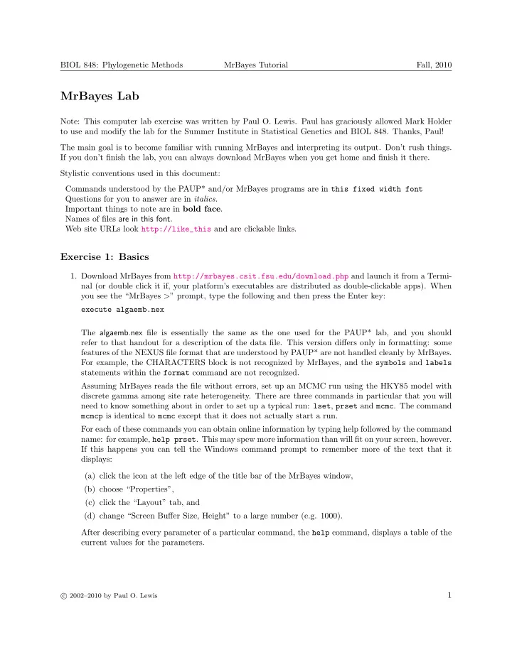 mrbayes lab