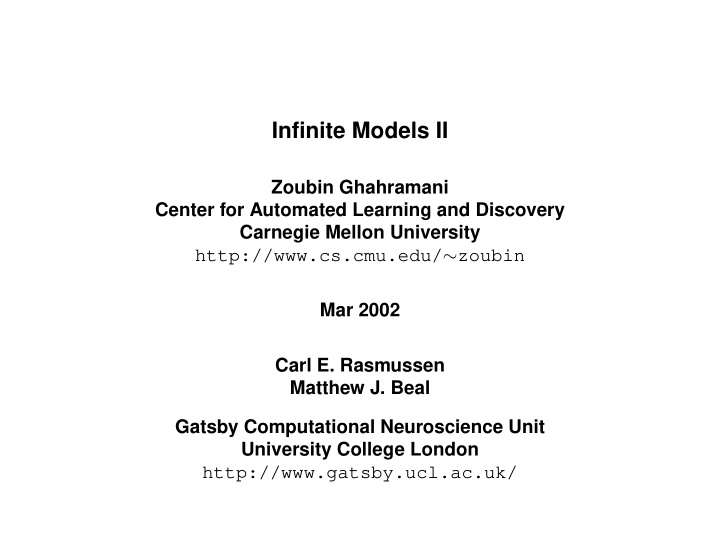 infinite models ii