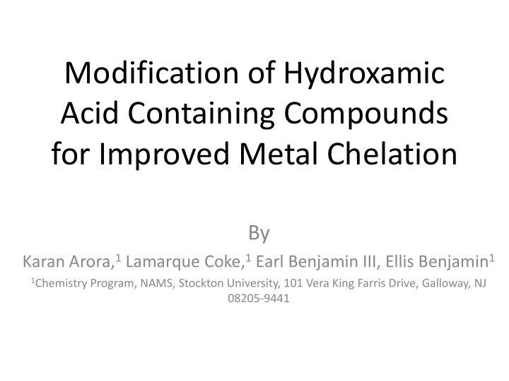 modification of hydroxamic acid containing compounds for