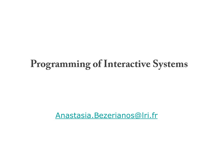 programming of interactive systems