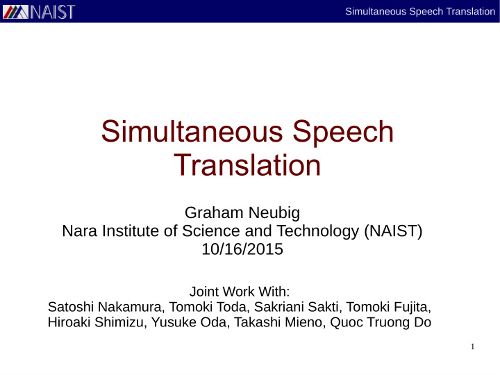 simultaneous speech translation