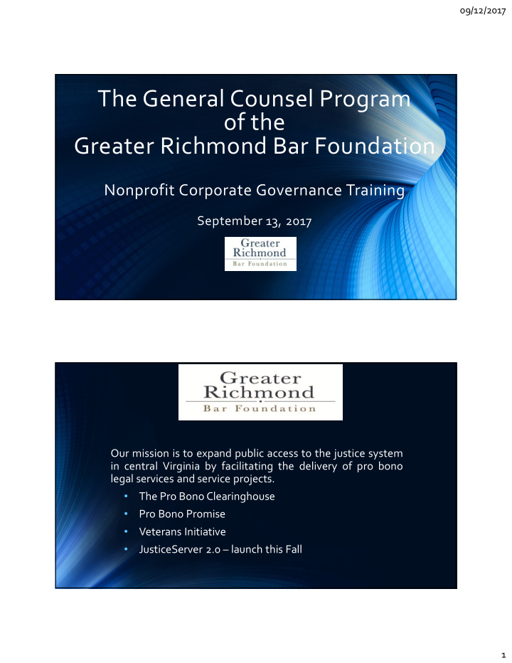 the general counsel program of the greater richmond bar