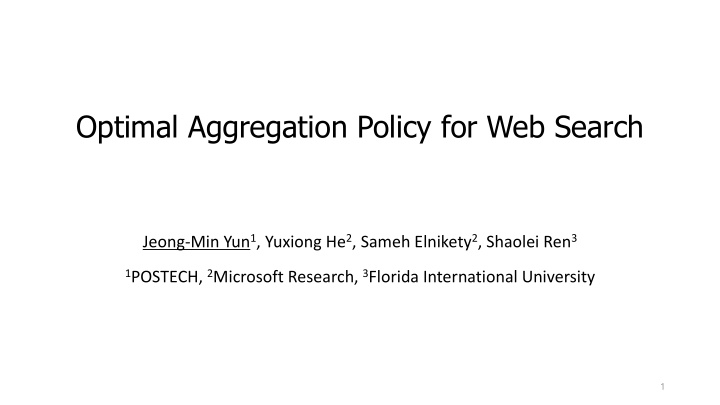optimal aggregation policy for web search