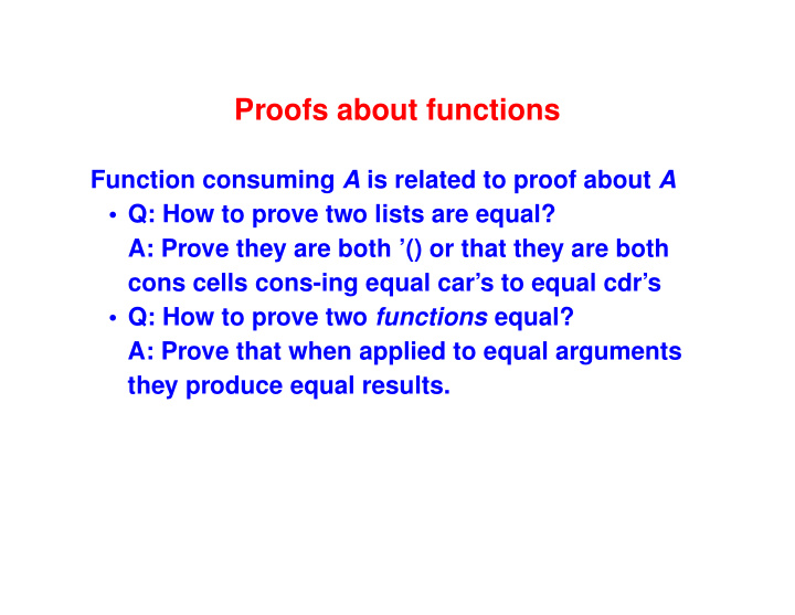 proofs about functions