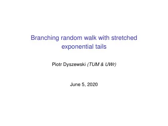 Branching random walk with stretched  exponential tails Piotr Dyszewski (TUM &amp; UWr)  June 5,