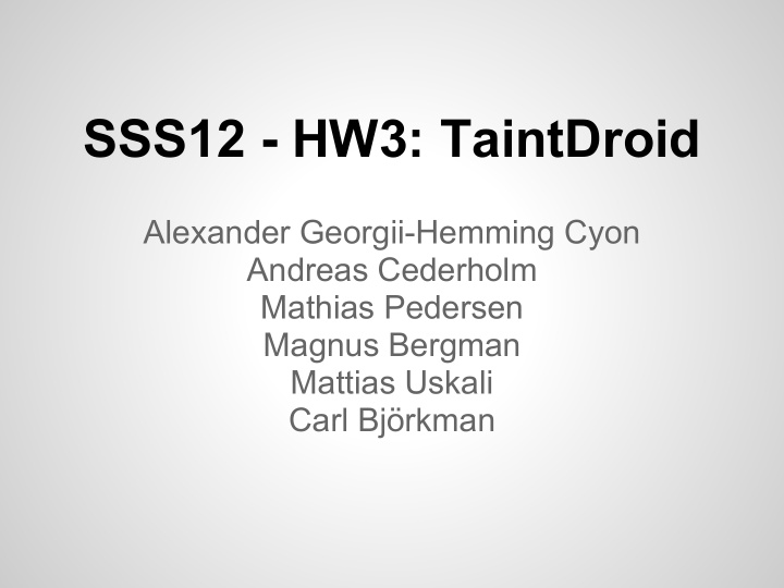 sss12 hw3 taintdroid
