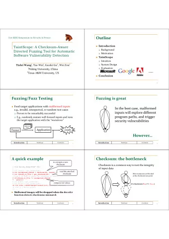 Outline  31st IEEE Symposium on Security &amp; Privacy  Introduction  TaintScope: A