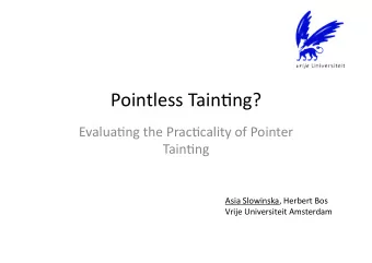 PointlessTain,ng?  Evalua,ngthePrac,calityofPointer  Tain,ng