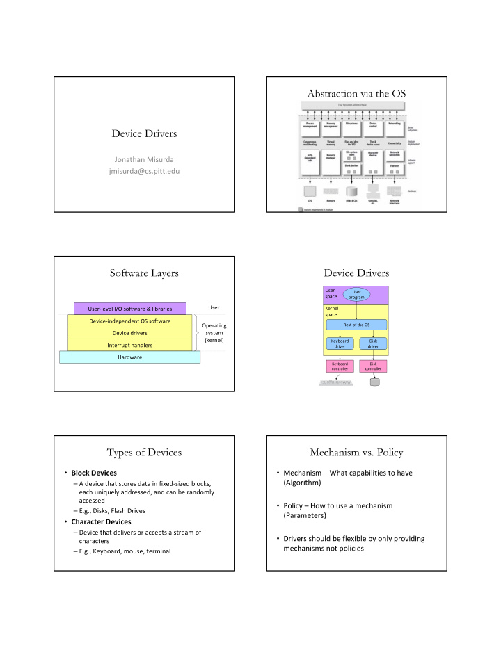 abstraction via the os device drivers