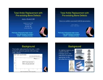 Background  Background  Total ankle replacement has become a viable  As implants improve and