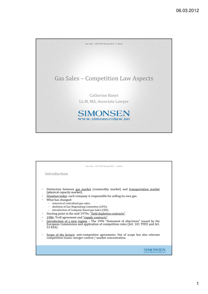 gas sales competition law aspects