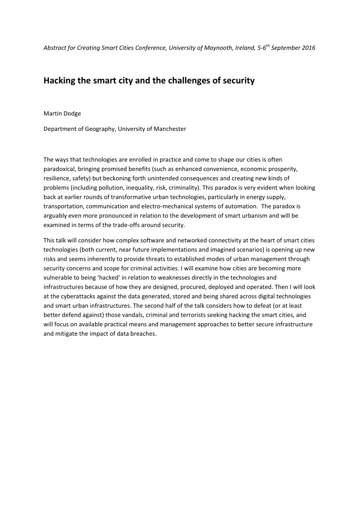 hacking the smart city and the challenges of security