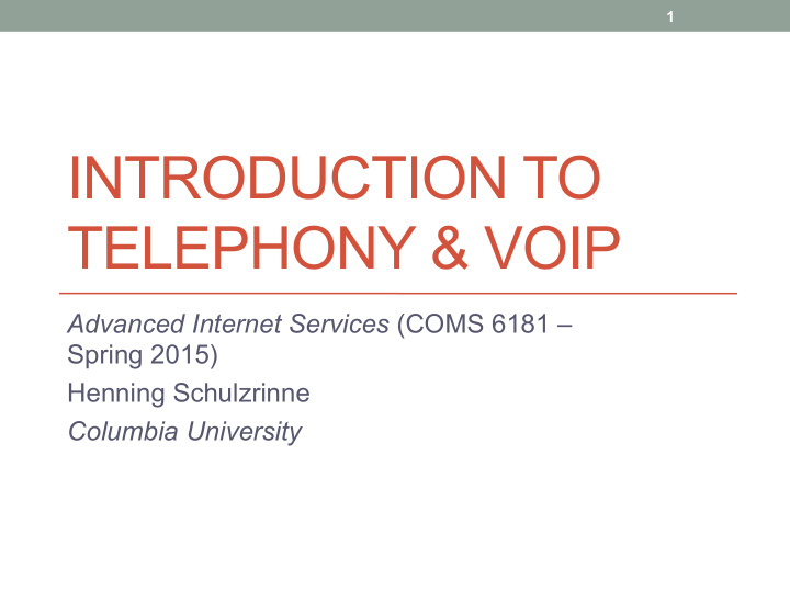 introduction to telephony voip