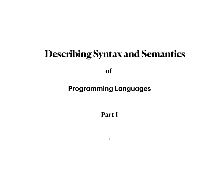 describing syntax and semantics