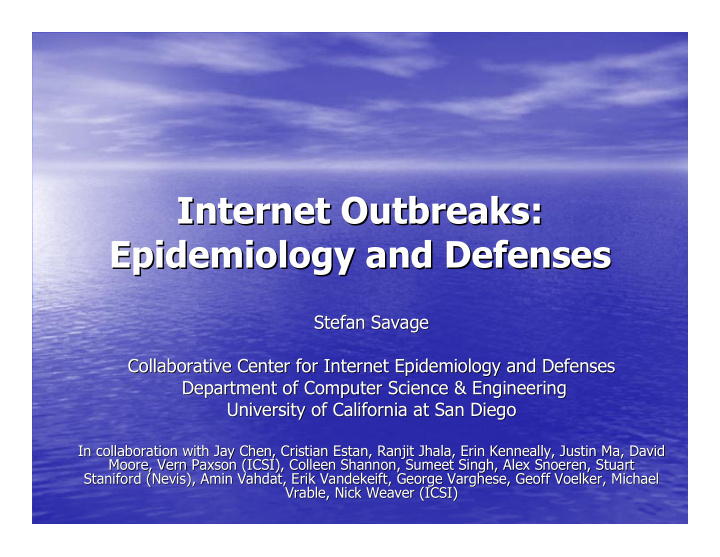 internet outbreaks internet outbreaks epidemiology and