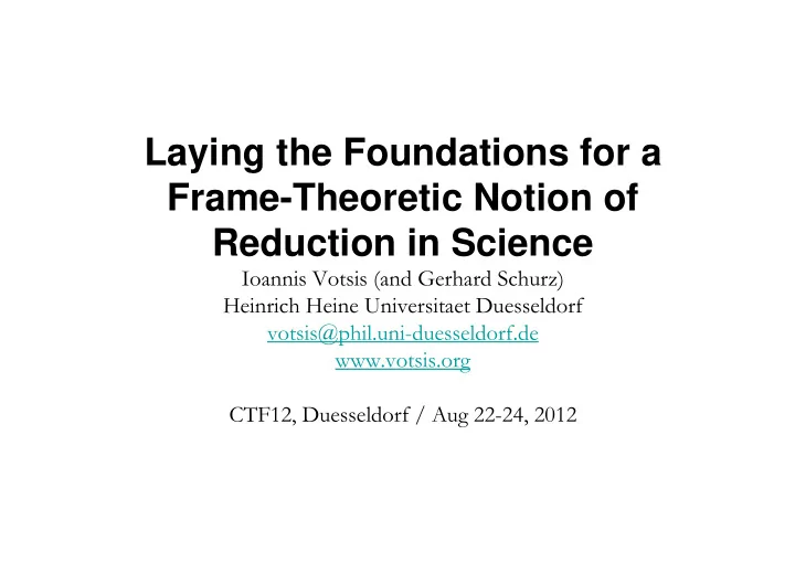 laying the foundations for a frame theoretic notion of