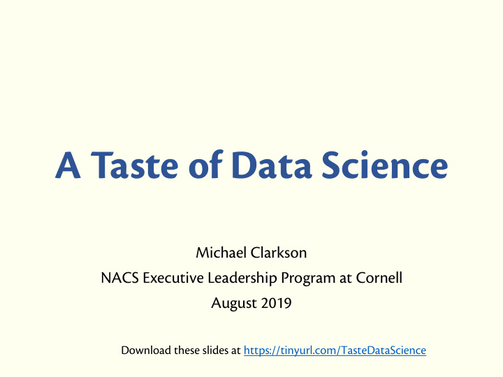 a taste of data science